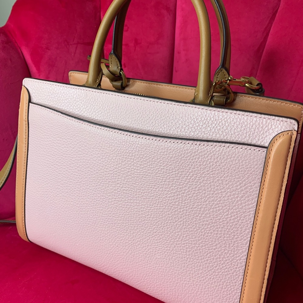 Coach Zoe Color Block Leather Handbag Pink NWOT - Picture 4 of 8